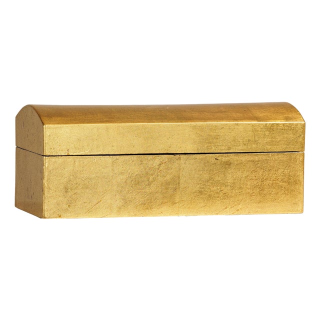 Gold Gilt Wooden Decorative Treasure Box with Gently Arched Lid For Sale
