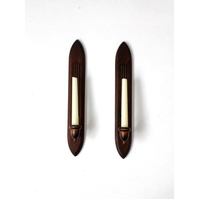Pair of Mid-Century Gothic Revival Wood Wall Candle Sconces For Sale - Image 11 of 11
