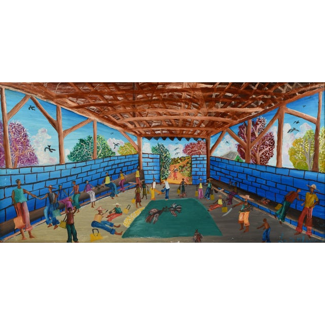 Measurements: Height: 13.25" Width: 25.5" Depth: 1.375" Overall good condition with some wear and marks to painting