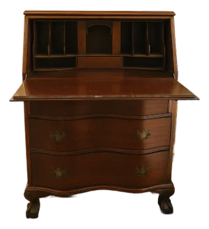 Mahogany Slant Front Desk With Serpentine Drawers