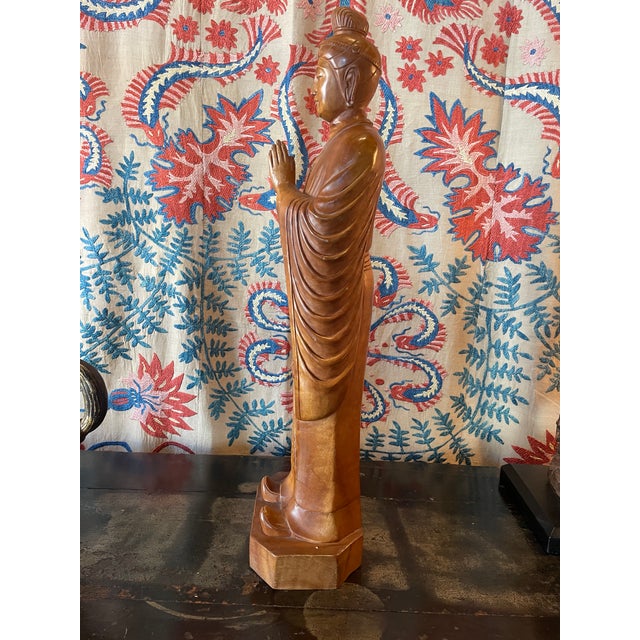 1950s 1950s Handcarved Satinwood Buddha For Sale - Image 5 of 10