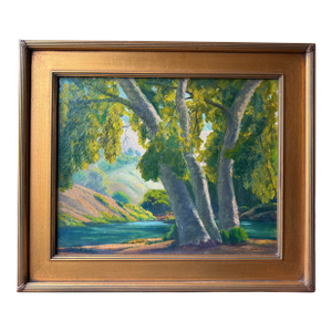 San Gabriel Foothills and Lake Original Plein Air Oil Painting by Lionel Edwards