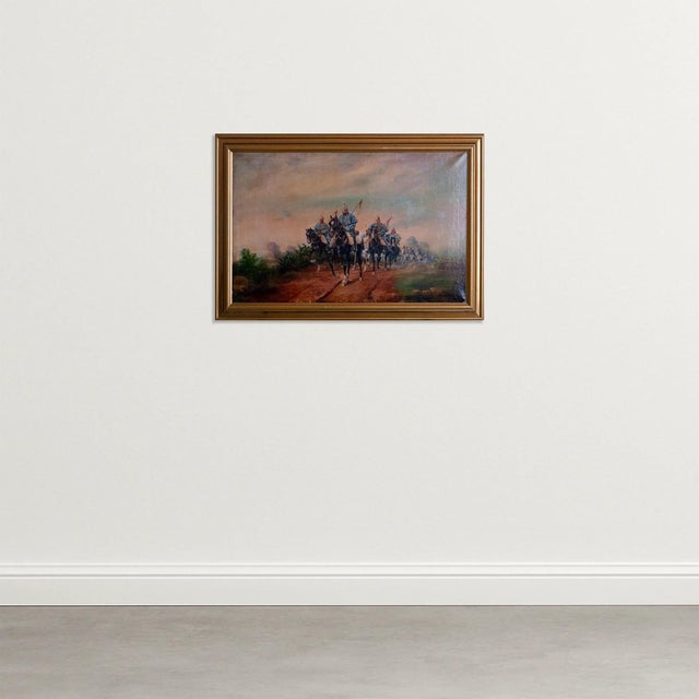 J. Cusachs, Cavalry Patrol at Dawn, Oil on Canvas, in Good conditions. Designed before 1890