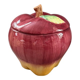Vintage Asia Master Group Apple Cookie Jar, Ceramic, Red & Yellow For Sale