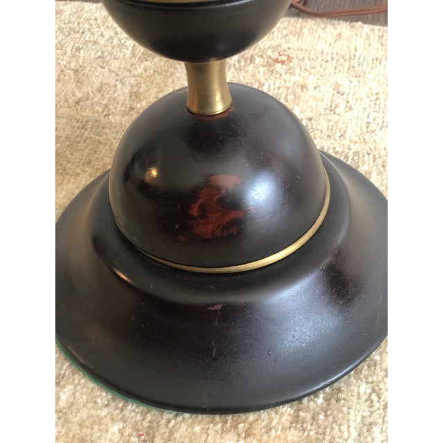 Wood Brass and Wooden Stacked Ball Table Lamps - a Pair For Sale - Image 7 of 12