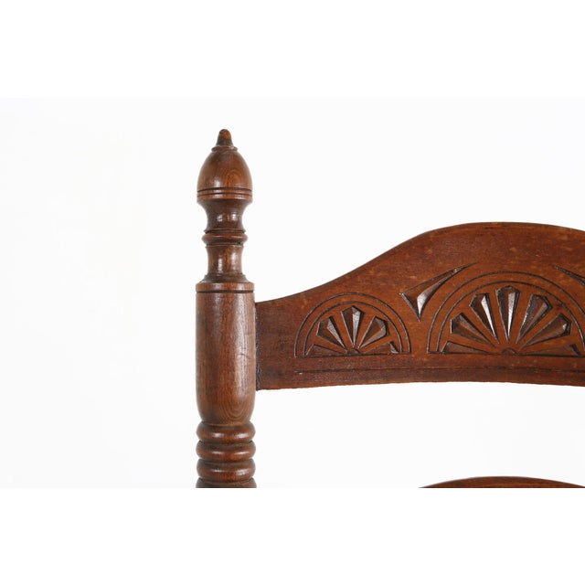 Rustic Antique French Wooden Armchair with Cane Seat, 1890s For Sale - Image 3 of 17