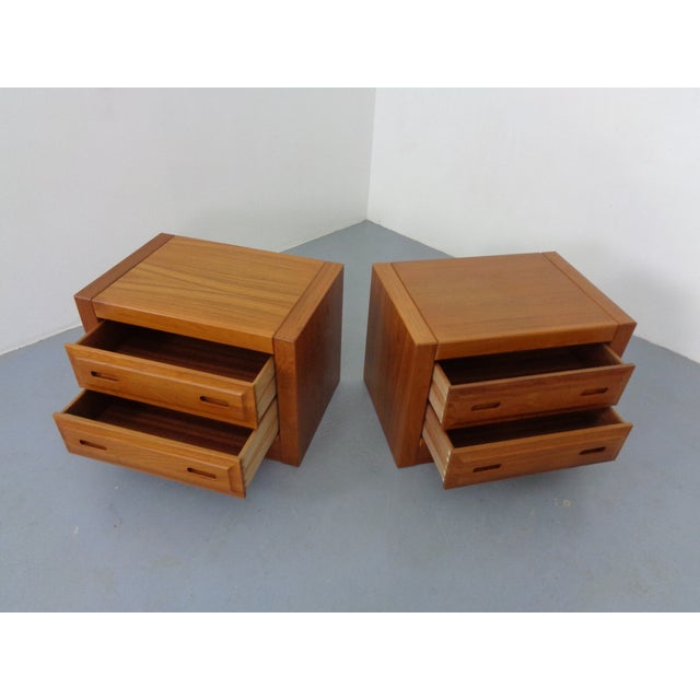 1960s Teak Nightstands Wit Drawers, Denmark, 1960s, Set of 2, Set of 2 For Sale - Image 5 of 18