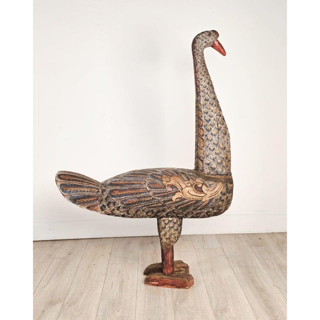 Pair of Thai Carved and Painted Wooden Geese, Circa 1900 For Sale In San Francisco - Image 6 of 13