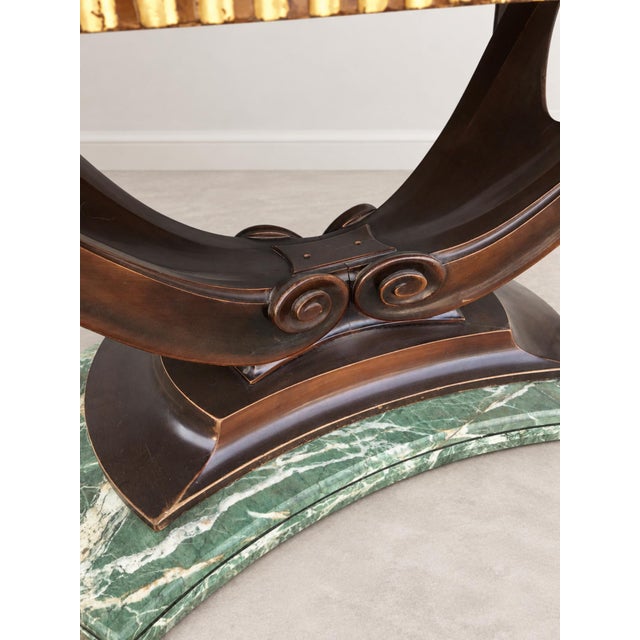 Wood Italian Alps Green Marble Table with Grissinato Edge, 1935 For Sale - Image 7 of 12