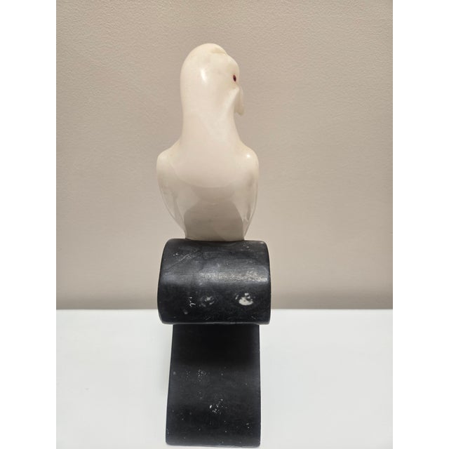 Mid 20th Century Vintage Italian Alabaster Parrot on Marble Perch For Sale - Image 5 of 6