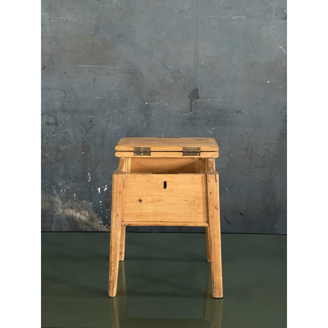 19th Century English Pine Stool With Storage For Sale - Image 4 of 8
