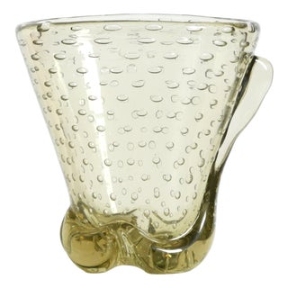 Vintage Light Green Mouth-Blown Murano Vase by Carlo Scarpa for Venini, 1960s For Sale