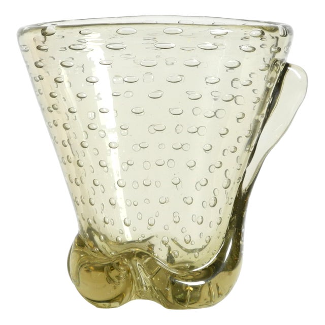 Vintage Light Green Mouth-Blown Murano Vase by Carlo Scarpa for Venini, 1960s For Sale