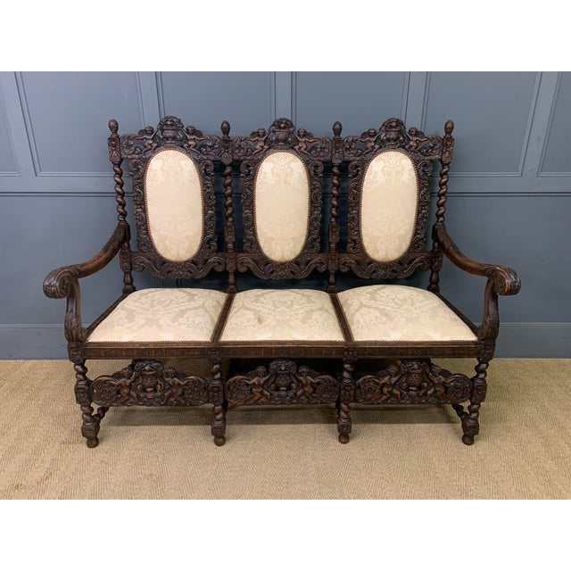 Antique Carolean Style Walnut Bench, 1880 For Sale - Image 13 of 14