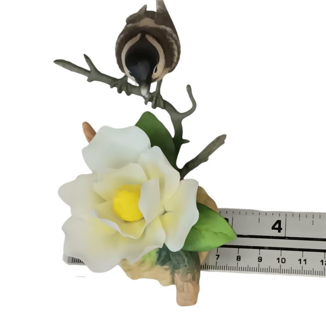 Rare Andrea by Sadek White Magnolia With Chickadee Porcelain Figurine With Box For Sale - Image 15 of 18
