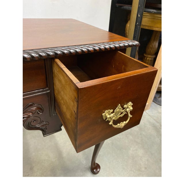 Chippendale Antique Centennial Hand Carved Mahogany Lowboy For Sale - Image 3 of 13