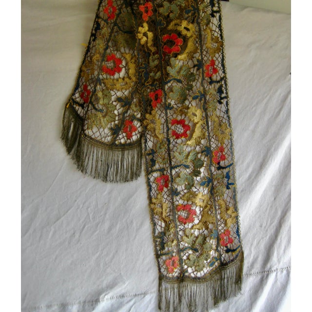 French French Embroidered 1920 Table Runner For Sale - Image 3 of 10