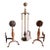 Sheffield Pullman Antique Tudor Rose Fireplace Andirons, Tools & Rack For Sale