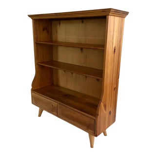Franklin Shockey Pine Bookcase With Sculpted Drawers For Sale