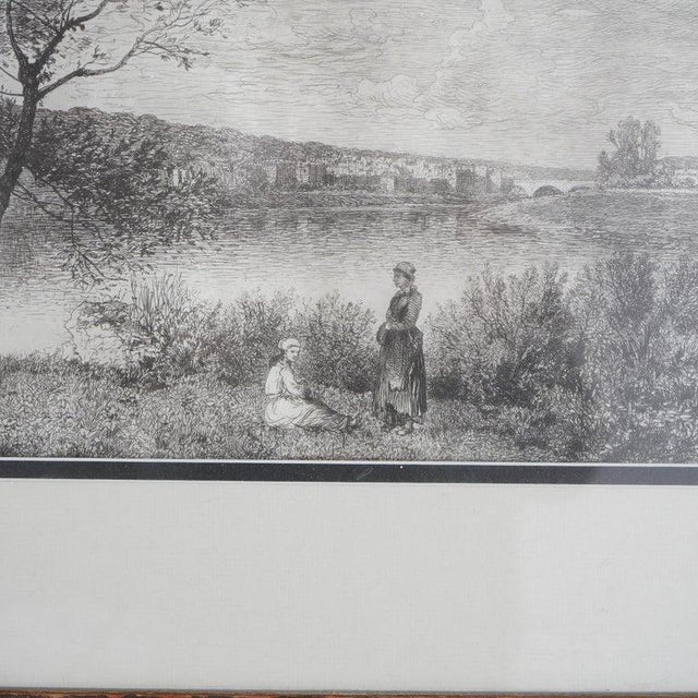 Impressionist Framed Print, Copy After Corot French Impressionist La Sepia Landscape, 20th C For Sale - Image 3 of 13