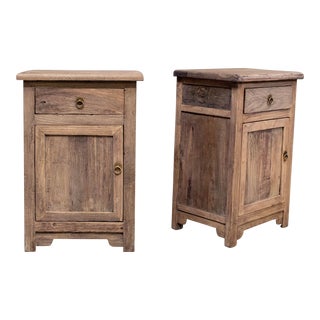 Pair of Rustic Chinese Reclaimed Elm Nightstands For Sale