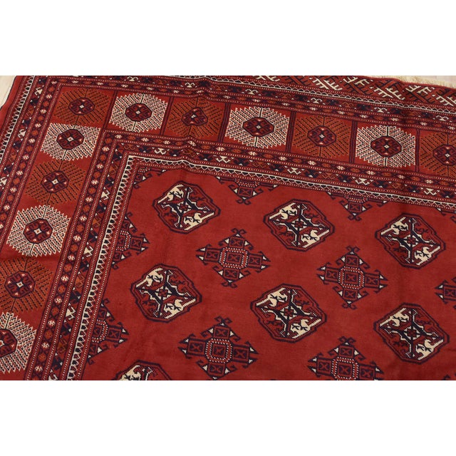 Textile Turkmen Rug 10’1” X 12’6” Red Wool Vintage Tribal Hand-Knoted Carpet For Sale - Image 7 of 14