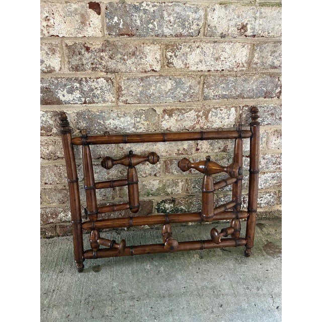 Ornamental & Decorative Materials Late 19th Century French Faux Bamboo Wall Mounted Coat Rack For Sale - Image 7 of 18