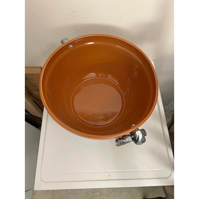 Ceramic & Pewter Footed Serving Bowl Set With Silver Accents - 3 Pieces For Sale In West Palm - Image 6 of 11