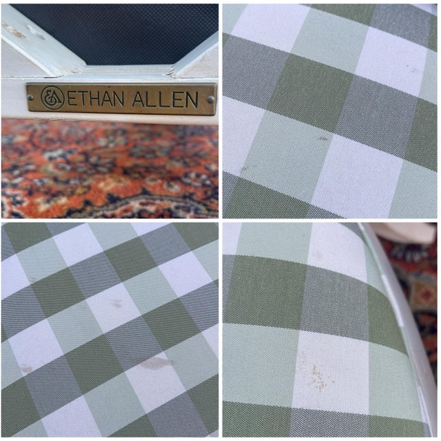 2000s Ethan Allen New Country Collection Contemporary Maple / Birch Dining Chairs in Distressed Off White - a Pair (33-6410) For Sale - Image 11 of 12