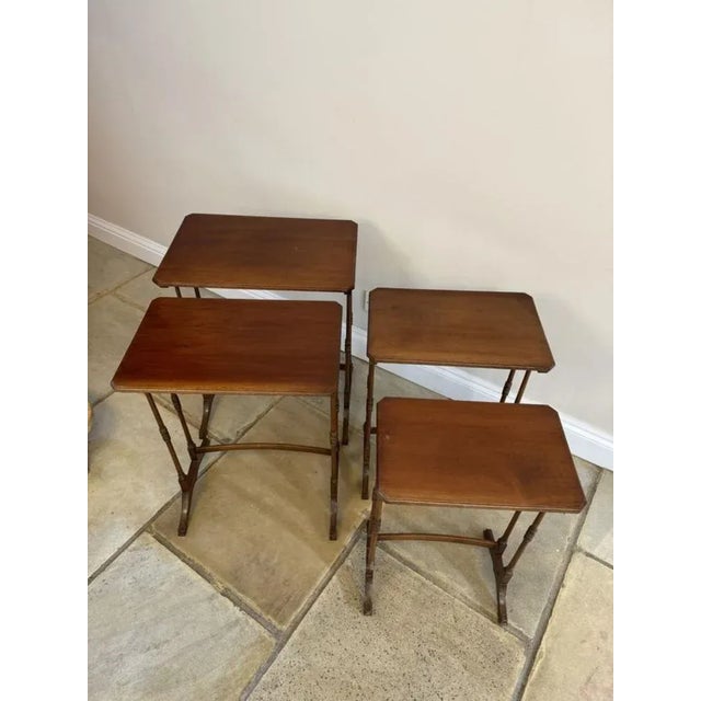 Brown Antique Edwardian Mahogany Nesting Tables, 1900s, Set of 4 For Sale - Image 8 of 9