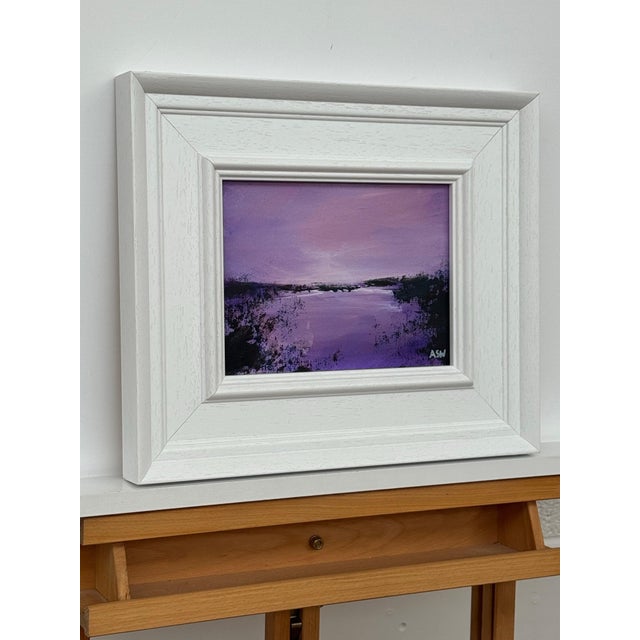 Angela Wakefield Twilight over Water - Miniature Art in Lavender by Contemporary British Artist 2025 For Sale - Image 4 of 11