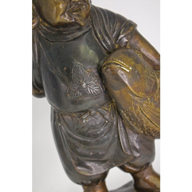 Circa 1912-26 Japanese Bronze of Ebisu, the God of Luck For Sale - Image 10 of 12