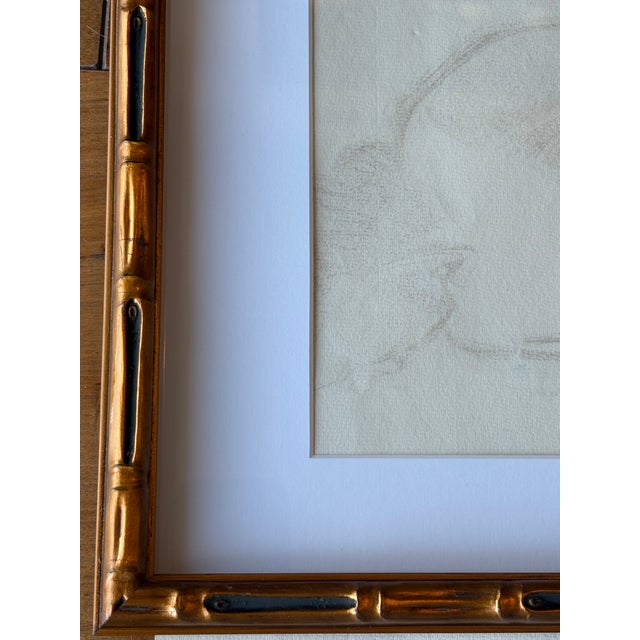 Mid-Century Femme Nue Nude Female Figure Drawing in Graphite, Framed For Sale - Image 4 of 5