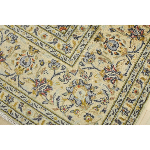 Kashan Rug 8′ X 11’4” Ivory Wool Vintage Traditional Hand-Knotted Carpet For Sale - Image 4 of 15