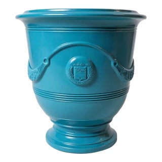 French Anduze Jardiniere in Turquoise For Sale