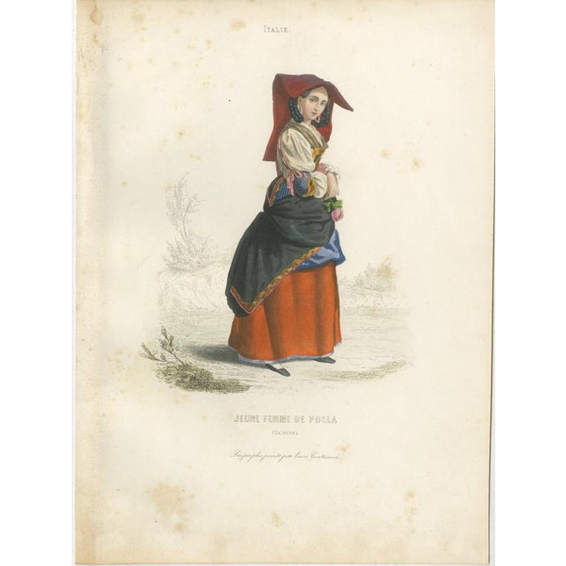 Italian Women Folk Costume Engravings, 1850, Engraving For Sale - Image 3 of 12