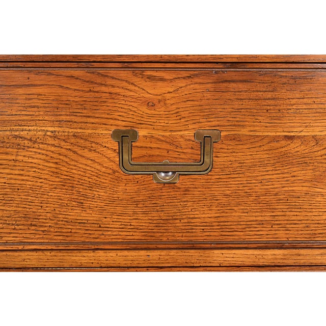 Brown Henredon Mid-Century Modern Campaign Oak Nightstand, Circa 1970s For Sale - Image 8 of 13