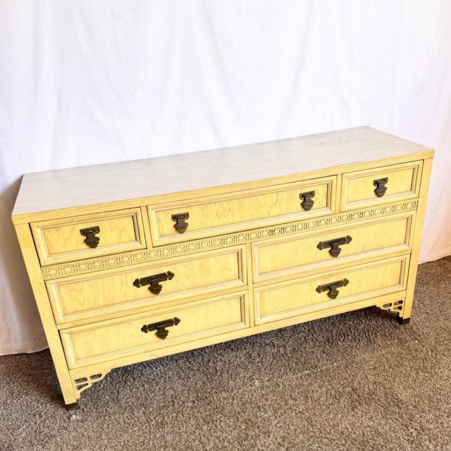 Dixie Furniture Co. Vintage Chinoiserie “Shanglrila” Dresser With Mirror by Dixie For Sale - Image 4 of 12