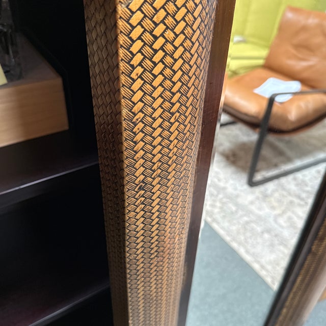 Lacquered Rattan Floor Mirror, Antique For Sale - Image 4 of 12