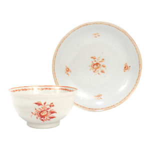 Antique 18th Century Chinese Export Porcelain Tea Bowl & Saucer