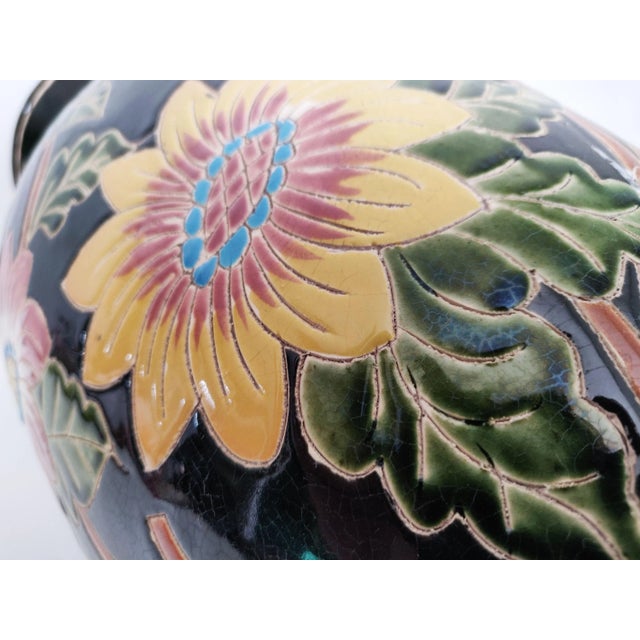 Large Early 20th Century Floral Vase For Sale - Image 4 of 10