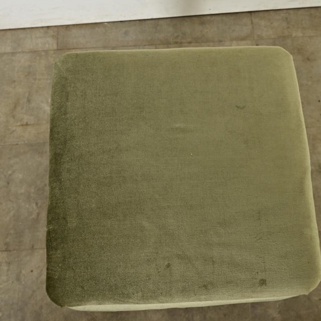 French Art Deco Square Velvet Upholstered Footstool For Sale - Image 4 of 11