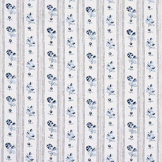 Schumacher Cabanon Stripe Fabric in Bleu For Sale