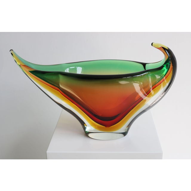 Green Vintage Freeform Sommerso Murano Glass Vase attributed to Flavio Poli for Seguso, 1960 For Sale - Image 8 of 8