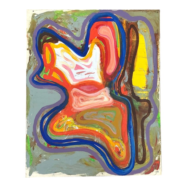 Vintage Abstract Original Oil Painting on Canvas For Sale