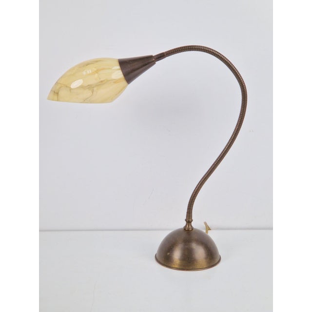 Brown Vintage Art Deco Flex Neck Desk Lamp, 1950s For Sale - Image 8 of 12