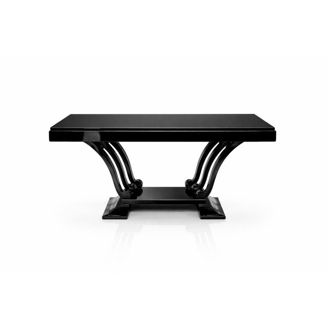 Art Deco Black Lacquer Dining Table with Extensions, 1930s For Sale - Image 6 of 12