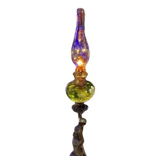 Art Nouveau Antique French Art Nouveau Figural Oil Lamp For Sale - Image 3 of 12