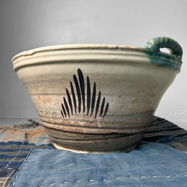 Antique Japanese Ceramic Seto Oribe Bowl, 1900s For Sale - Image 12 of 18