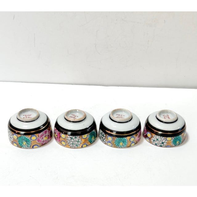 1950s Japanese Chinoiserie Gilt Floral Salt Cellars – Set of 4 For Sale In Louisville - Image 6 of 8